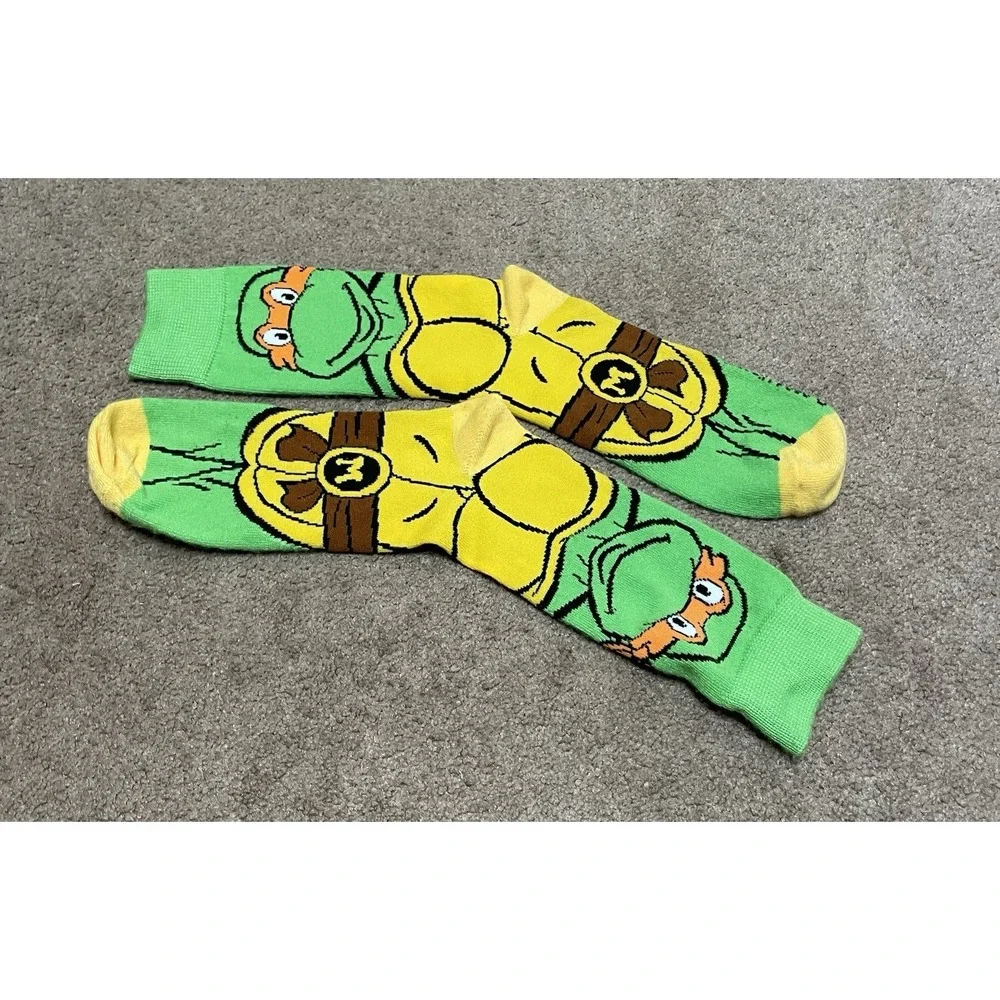 MICHELANGELO NINJA TURTLES SOCKS teenage mutant tmnt BIG LOGO ADULT‎ CREW